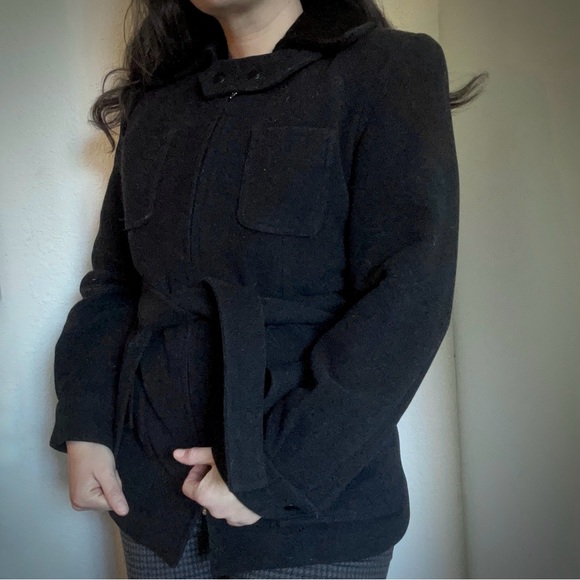 Black Wool Pea Coat - Picture 4 of 4